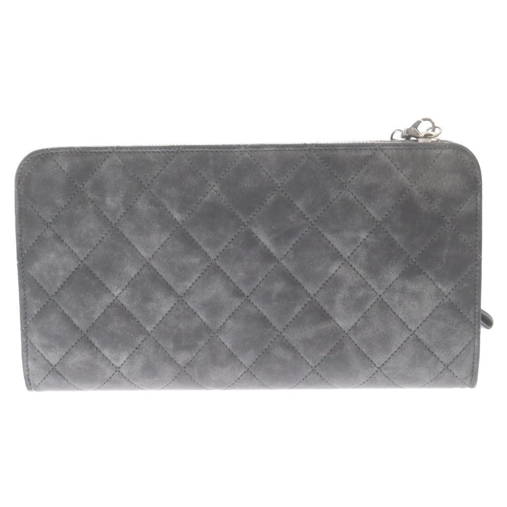 CHANEL(シャネル) マトラッセ ココマーク チェーン レザークラッチバッグ ブラック