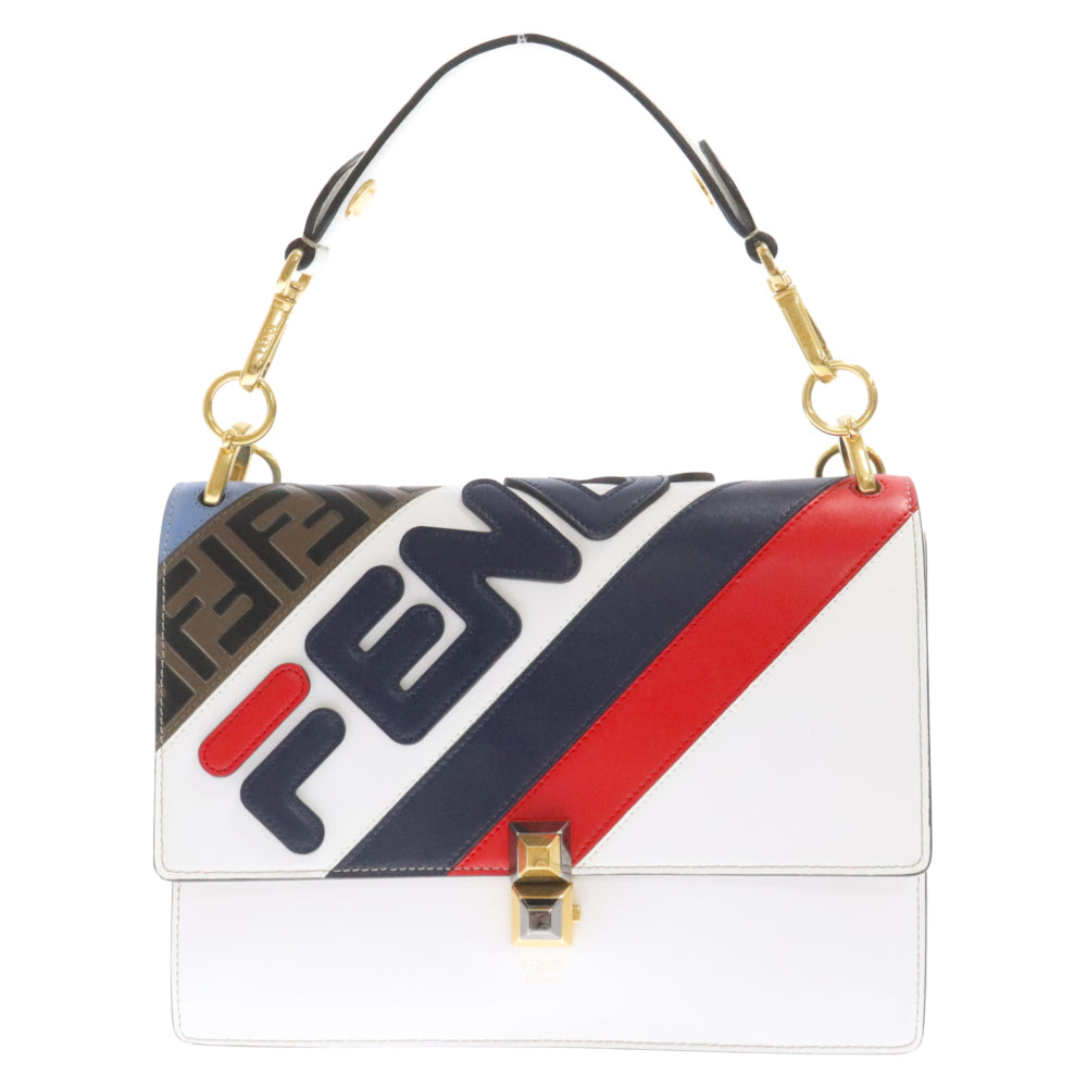 FENDI(フェンディ) ×FILA マニアコレクション カーフレザー ショルダーバッグ ホワイト/マルチ 8BT283 A5PL F15AS ハンドバッグ
