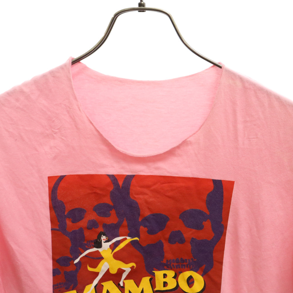 lucien pellat-finet(ルシアンペラフィネ) ARCHIVE MAMBO TEE 切りっぱなし クルーネック半袖Tシャツ ピンク
