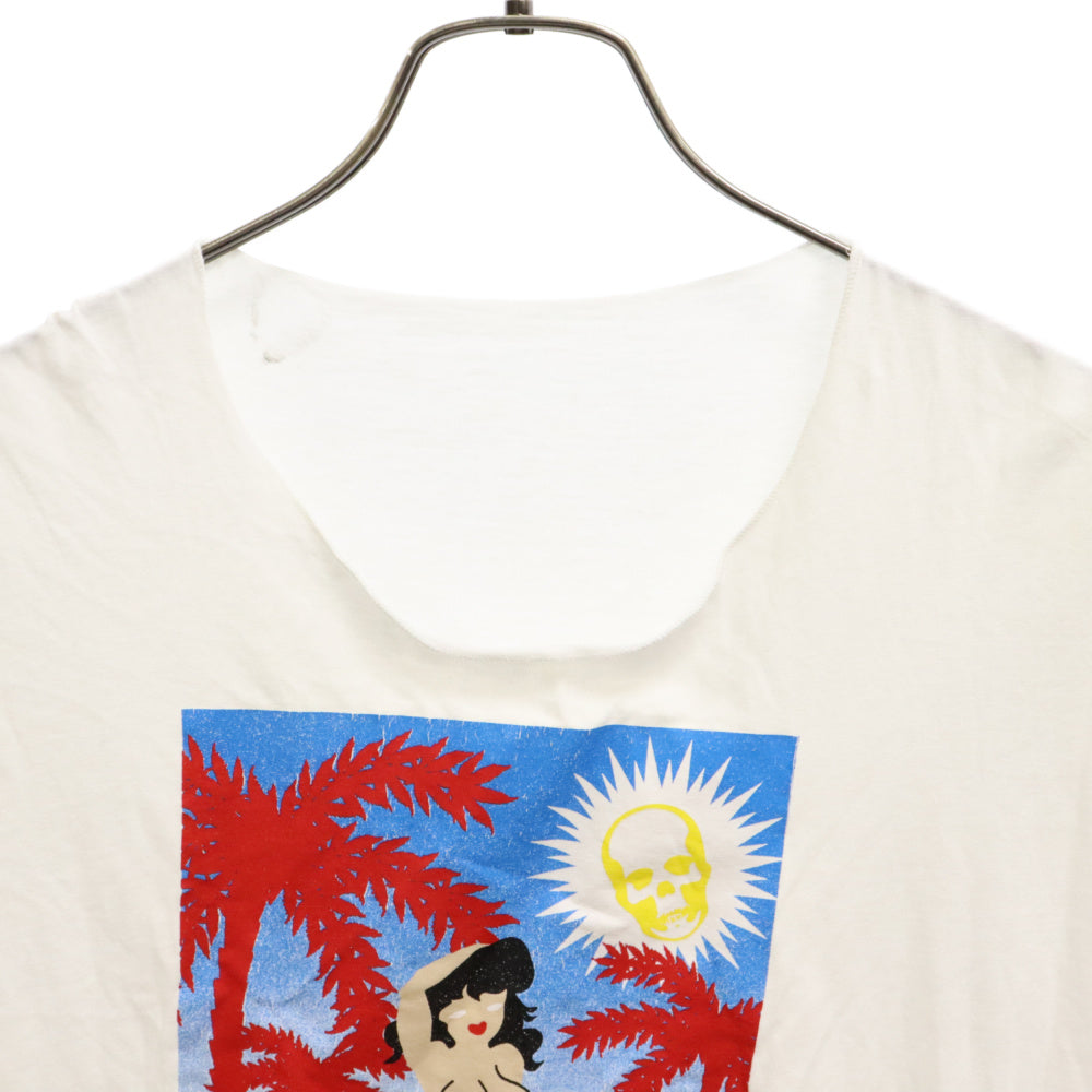 lucien pellat-finet(ルシアンペラフィネ) ARCHIVE GIRL TEE 切りっぱなし ヌードガール プリント クルーネック半袖Tシャツ ホワイト