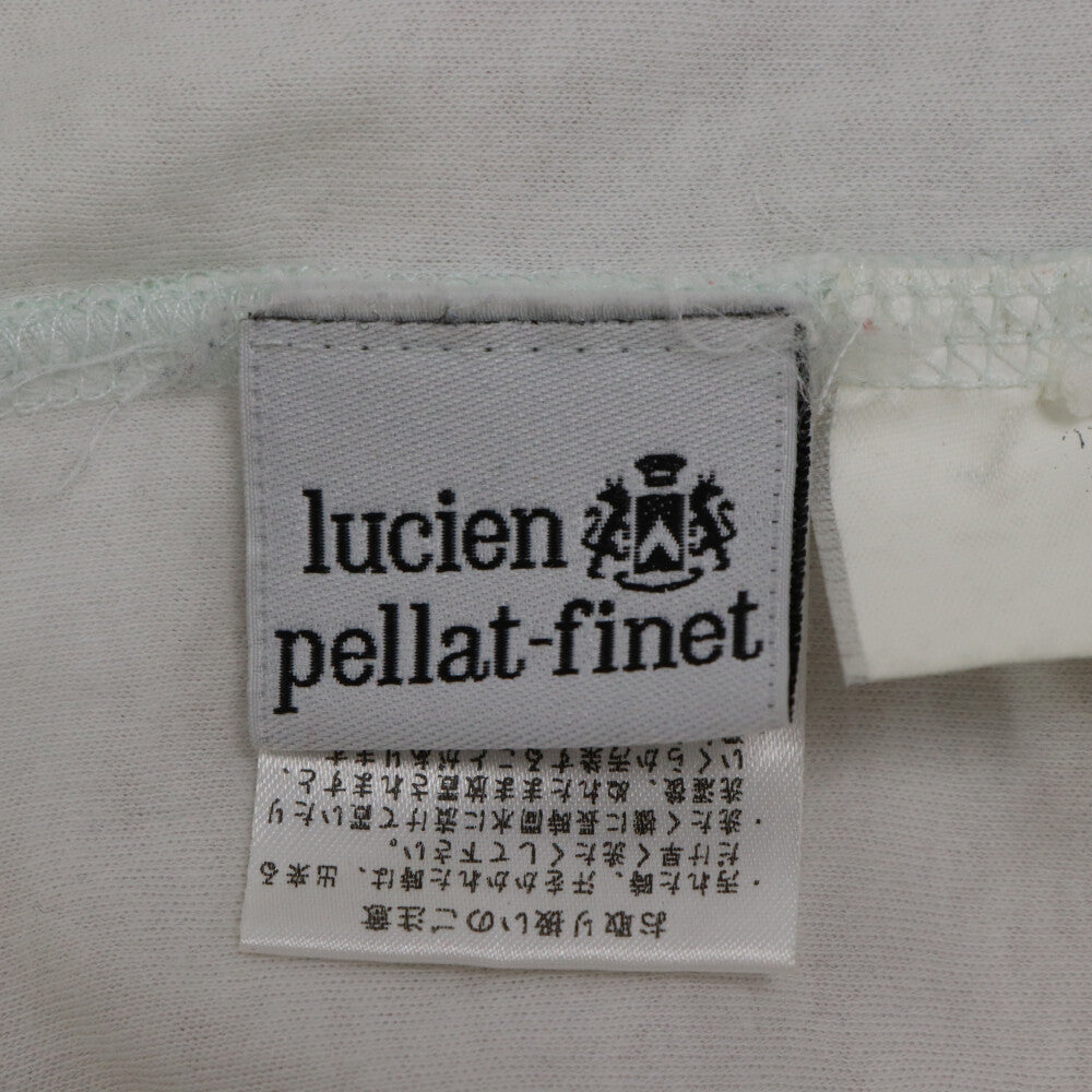 lucien pellat-finet(ルシアンペラフィネ) カンナビスプリント 切りっぱなし Vネック半袖Tシャツ ホワイト