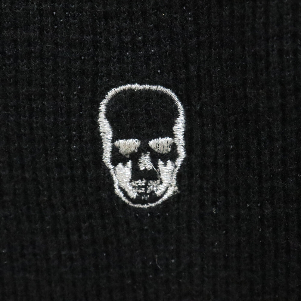 lucien pellat-finet(ルシアンペラフィネ) スカル刺繍 カシミヤ混半袖ニットセーター ブラック