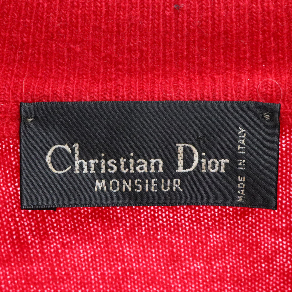 Christian Dior(クリスチャンディオール) ロゴ刺繍 モックネック ニットセーター レッド