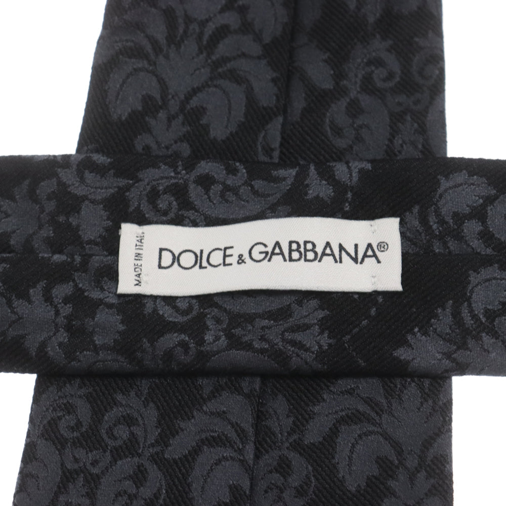 DOLCE & GABBANA(ドルチェアンドガッバーナ) 総柄刺繍 シルクネクタイ ブラック
