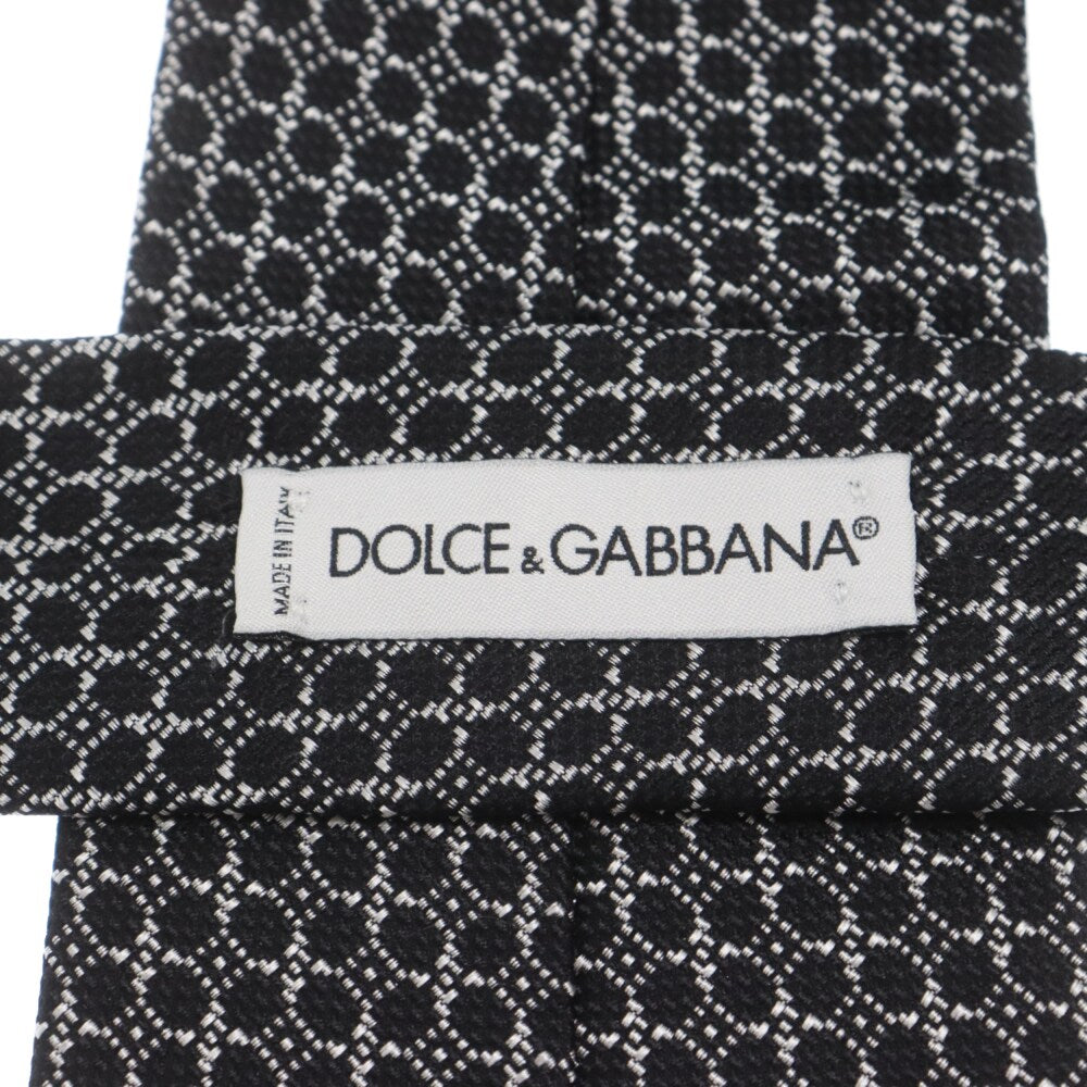 DOLCE & GABBANA(ドルチェアンドガッバーナ) 総柄刺繍 シルクネクタイ ブラック/ホワイト