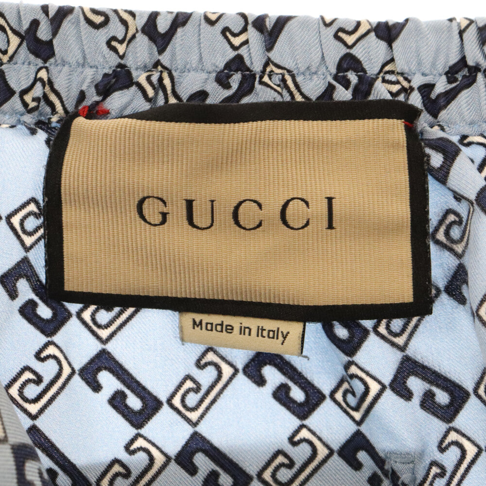 GUCCI(グッチ) Gucci Printed Satin Bermuda Shorts GG総柄 サテンハーフパンツ 672698 ZAMZY 4589 ブルー
