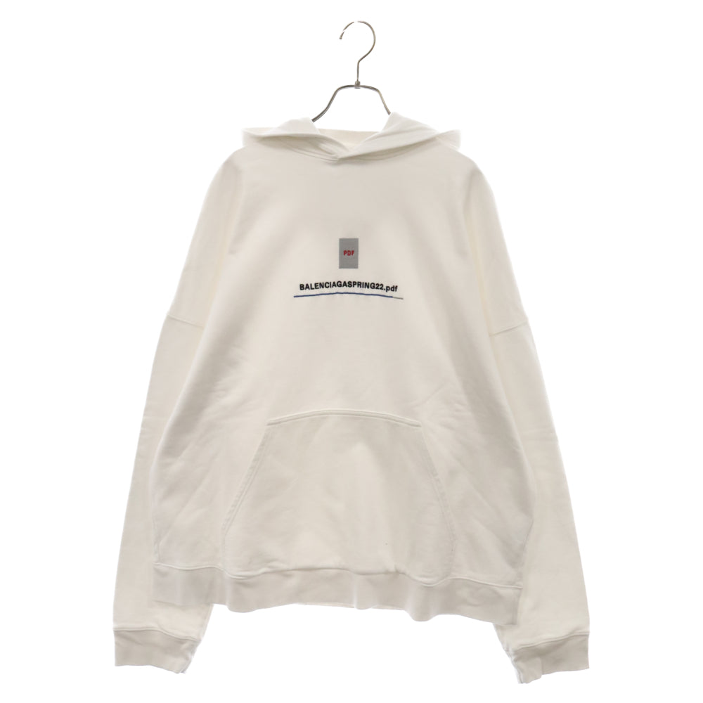 BALENCIAGA(バレンシアガ) 22SS PDFロゴ刺繍 プルオーバー スウェットパーカー 674986 TLVF8 ホワイト