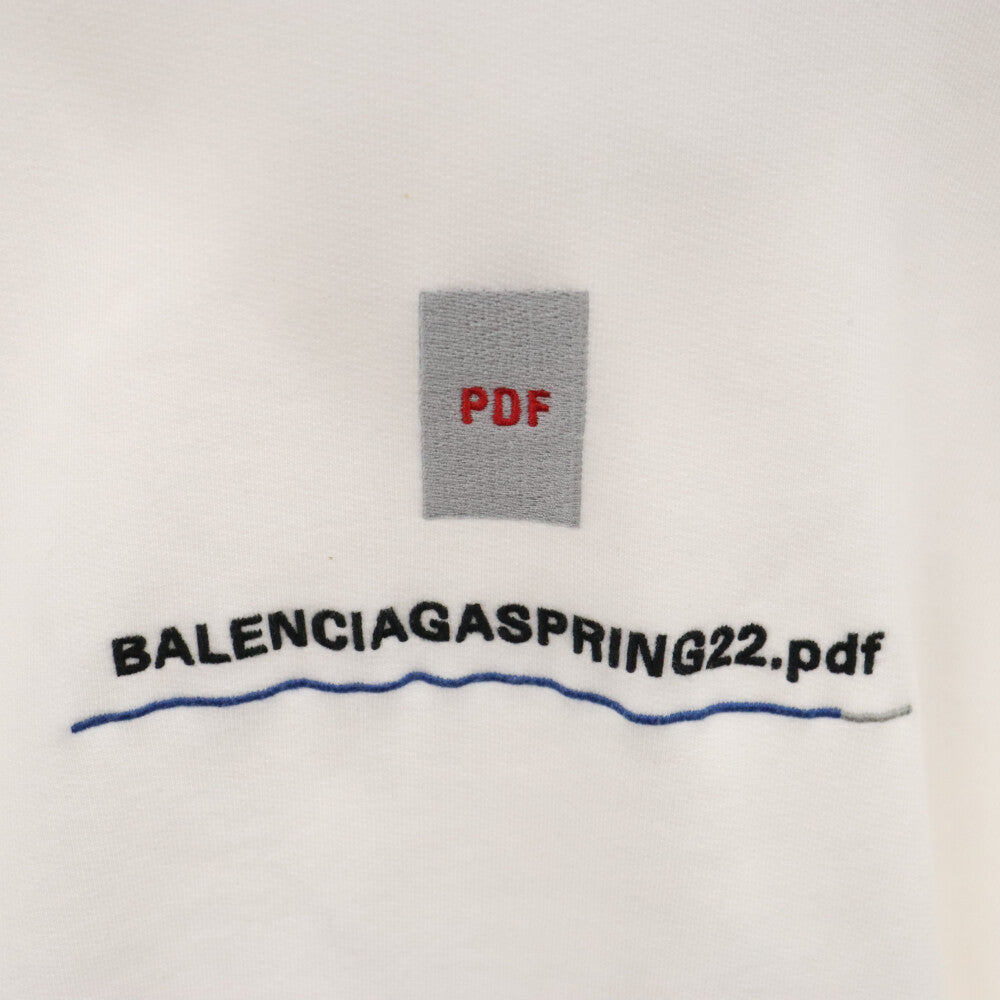 BALENCIAGA(バレンシアガ) 22SS PDFロゴ刺繍 プルオーバー スウェットパーカー 674986 TLVF8 ホワイト
