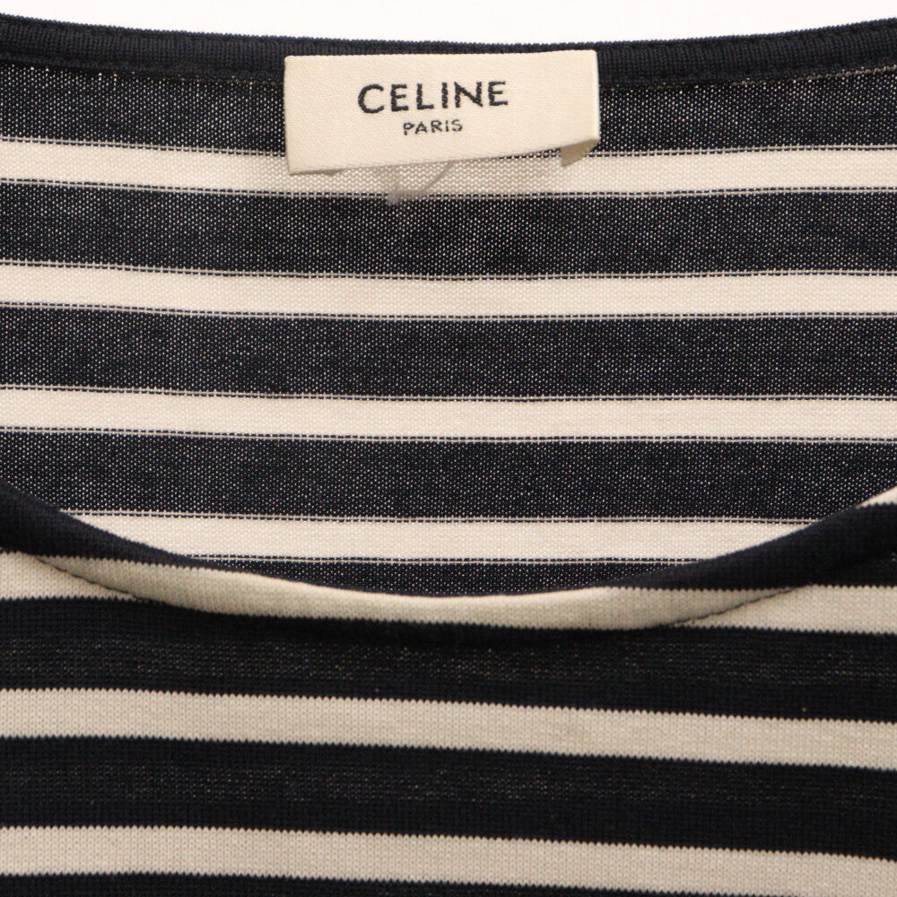 CELINE(セリーヌ) 24SS TRIOMPHE T-SHIRT IN STRIPED COTTON JERSEY ストライプ コットンジャージートリオンフ 長袖Tシャツ ロンT 2X43M879Y.01WN ネイビー/ホワイト