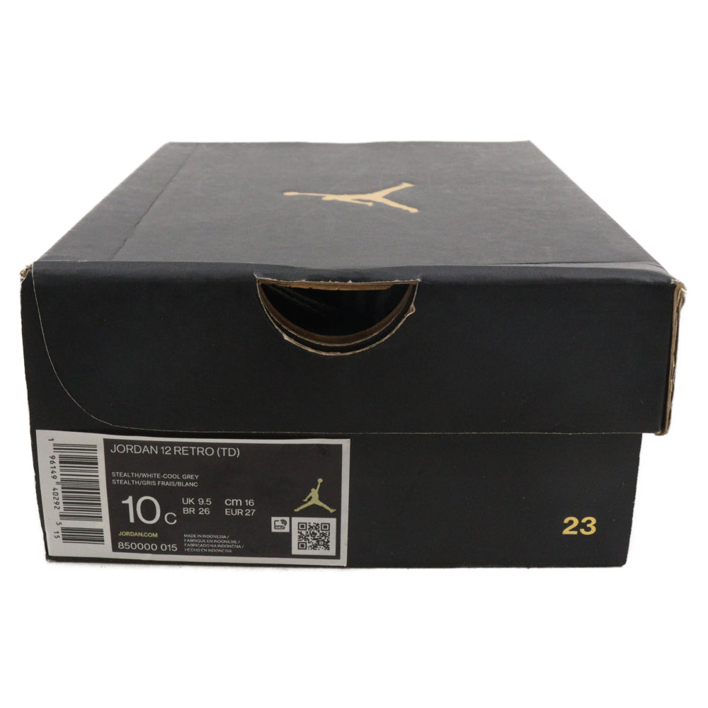 NIKE(ナイキ) TD Air Jordan 12 Retro Stealth TD エアジョーダン12 レトロ ステルス ハイカットスニーカー キッズ 850000-015 グレー/ホワイト US10C/16.0cm