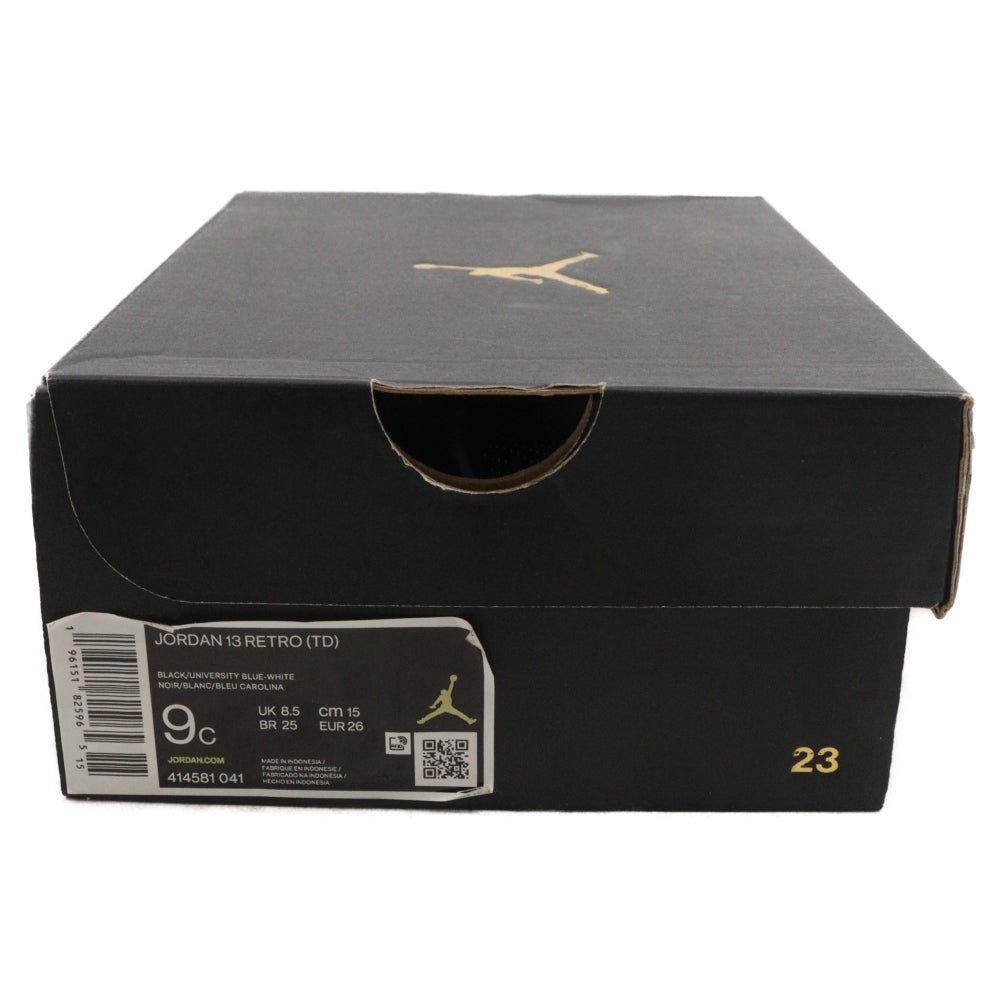 NIKE(ナイキ) TD Air Jordan 13 Black University TDエアジョーダン13 ハイカットスニーカー キッズ 414581-041 ブラック/ブルー US9C/15.0cm