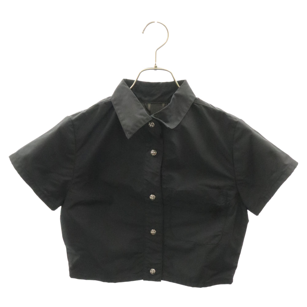 CHROME HEARTS(クロムハーツ) クロスパッチ付き クロスボールボタン ナイロン半袖シャツ ブラック レディース