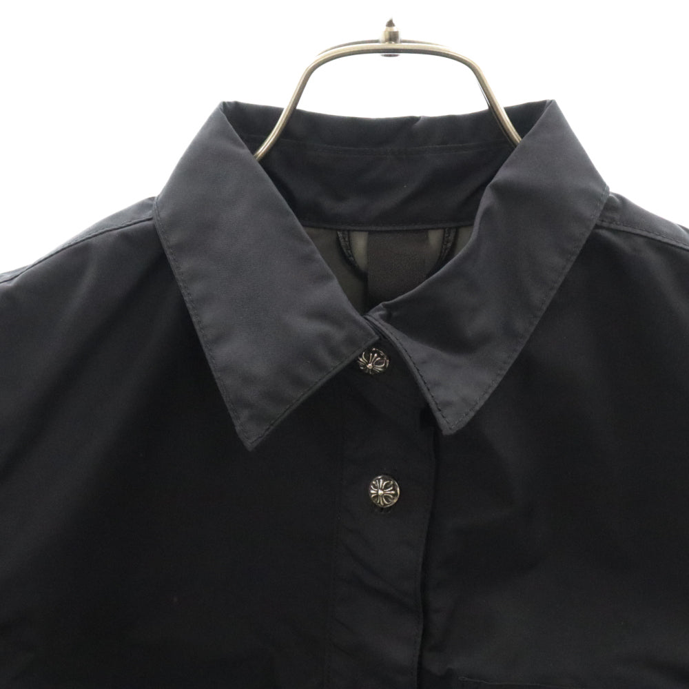 CHROME HEARTS(クロムハーツ) クロスパッチ付き クロスボールボタン ナイロン半袖シャツ ブラック レディース