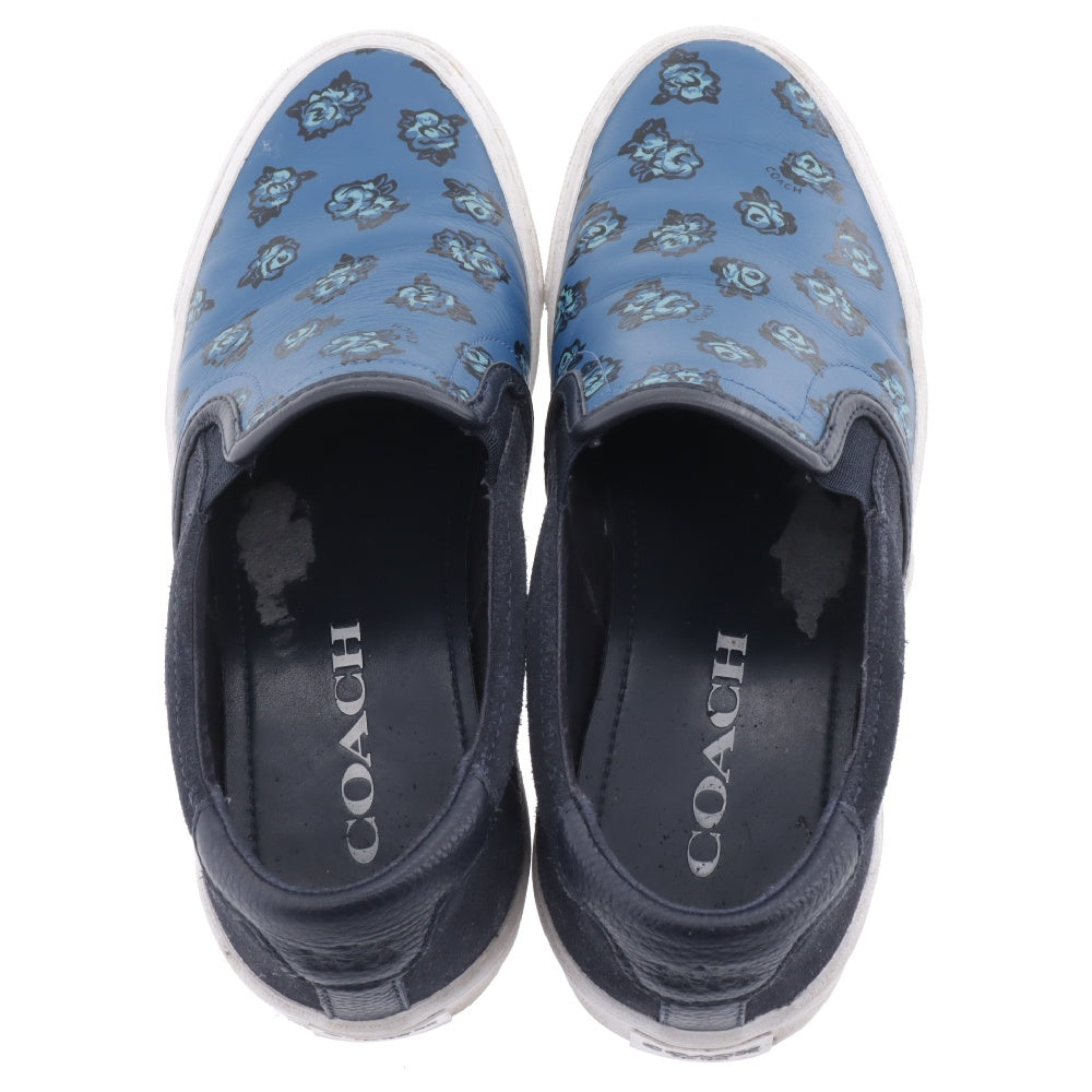 COACH(コーチ) フローラル総柄 レザー スリッポンシューズ ブルー FG1662