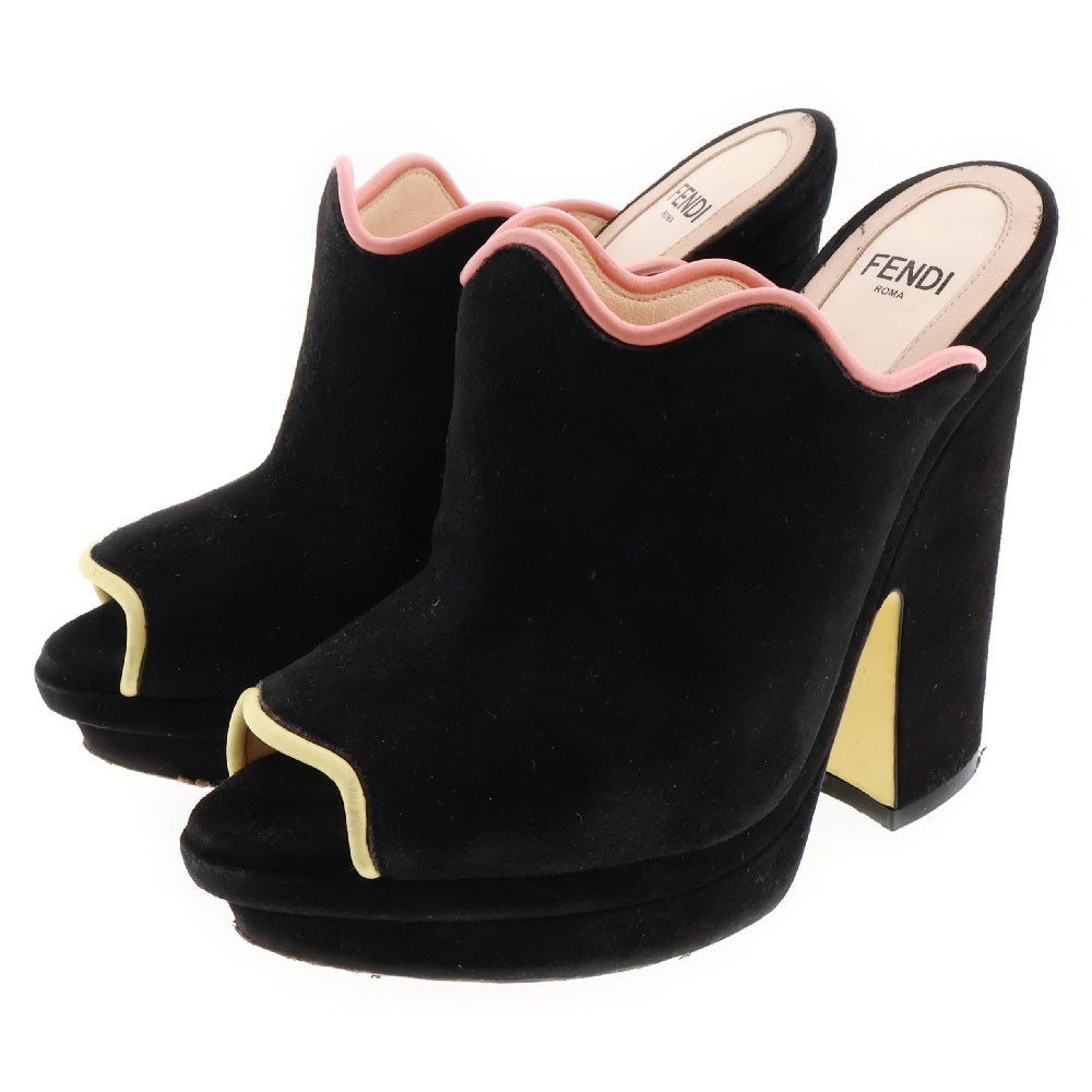 FENDI(フェンディ) Suede Wave Platform Mules スウェード ミュール レディース ブラック
