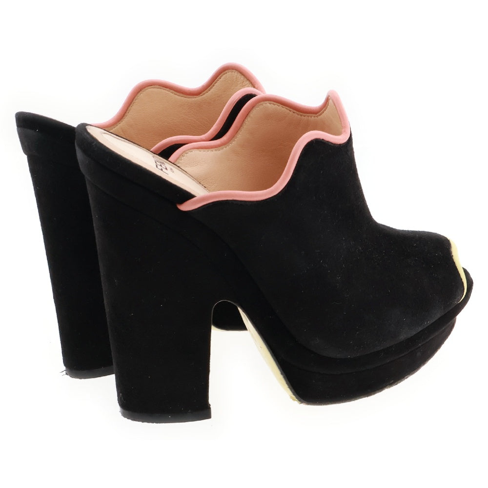 FENDI(フェンディ) Suede Wave Platform Mules スウェード ミュール レディース ブラック
