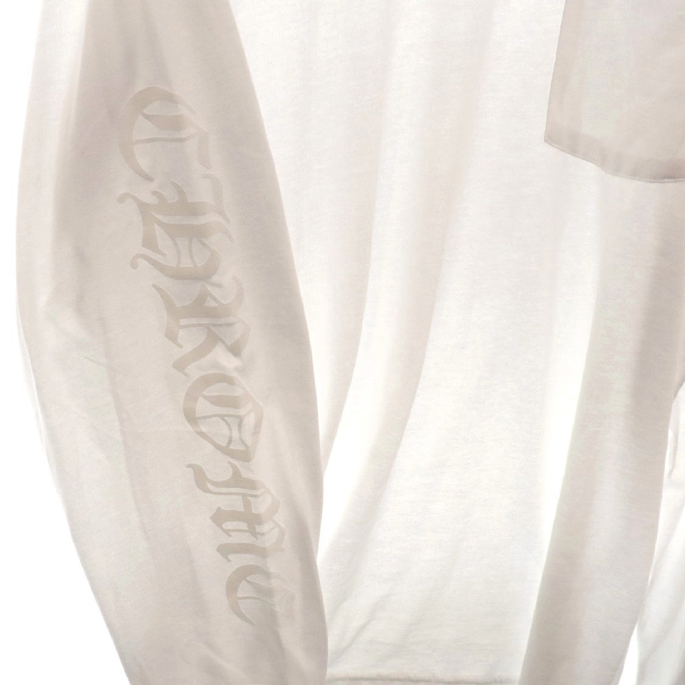 CHROME HEARTS(クロムハーツ) Old English Neck Logo L/S Tee ネック ロゴ プリント 長袖Tシャツ ホワイト