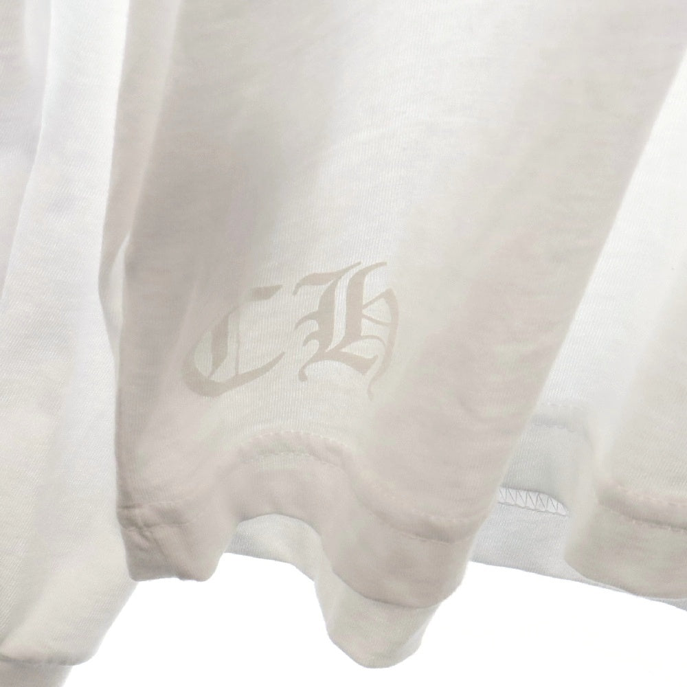 CHROME HEARTS(クロムハーツ) Old English Neck Logo L/S Tee ネック ロゴ プリント 長袖Tシャツ ホワイト