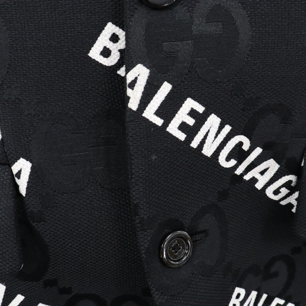 GUCCI(グッチ) 21AW ×BALENCIAGA バレンシアガ ダブルロゴ総柄テーラードジャケット スーツ ブラック 676014 ZAIBD