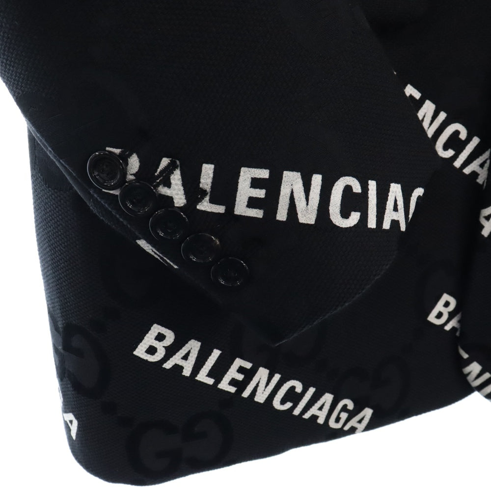 GUCCI(グッチ) 21AW ×BALENCIAGA バレンシアガ ダブルロゴ総柄テーラードジャケット スーツ ブラック 676014 ZAIBD