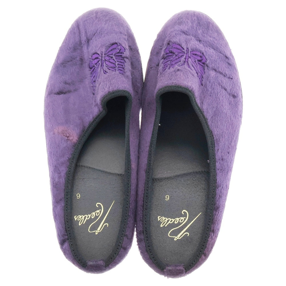 Needles(ニードルス) Papillon Emb. Gobelin Jacquard Mule ベルベットパピヨンミュール ベロア スリッポン サンダル パープル レディース