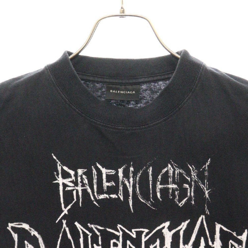 BALENCIAGA(バレンシアガ) 24SS DIY METAL オーバーサイズ メタルロゴプリント 半袖Tシャツ カットソー ブラック 641675 TPV03