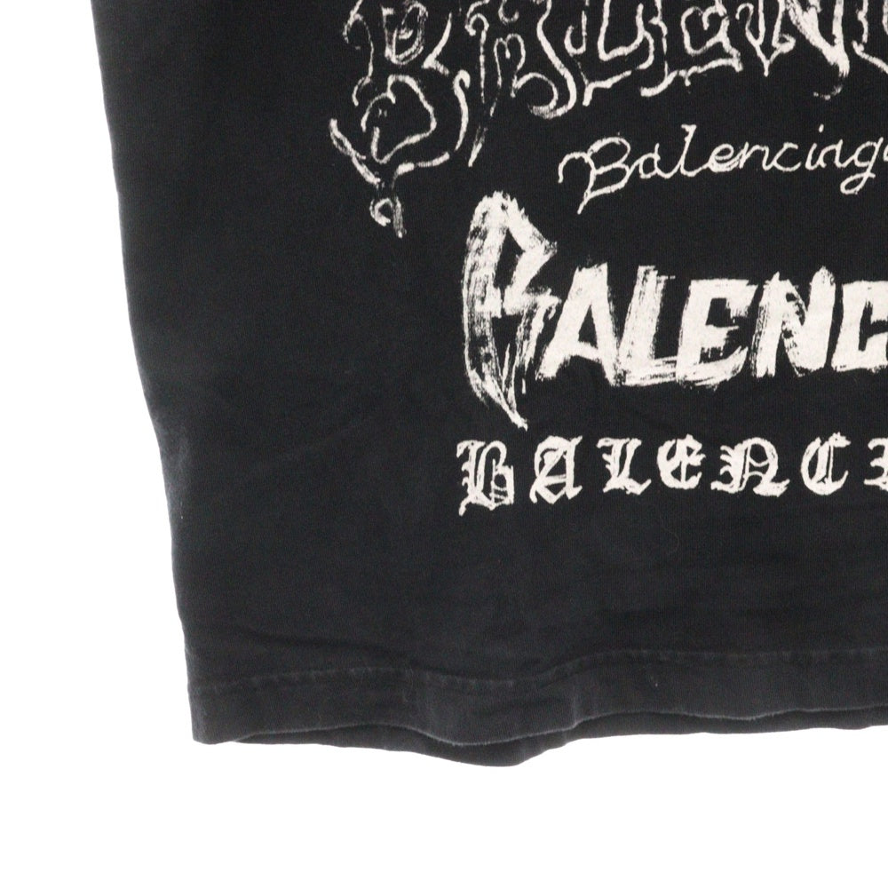 BALENCIAGA(バレンシアガ) 24SS DIY METAL オーバーサイズ メタルロゴプリント 半袖Tシャツ カットソー ブラック 641675 TPV03