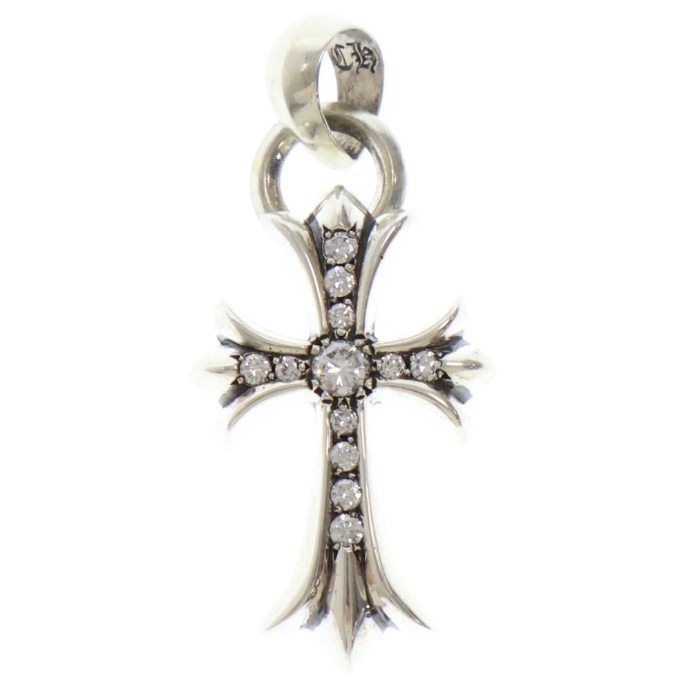 CHROME HEARTS(クロムハーツ) CH CRS SML WBALE PD スモールCHクロス ベイル アフターPAVEダイヤ Wベイル ネックレストップ シルバー
