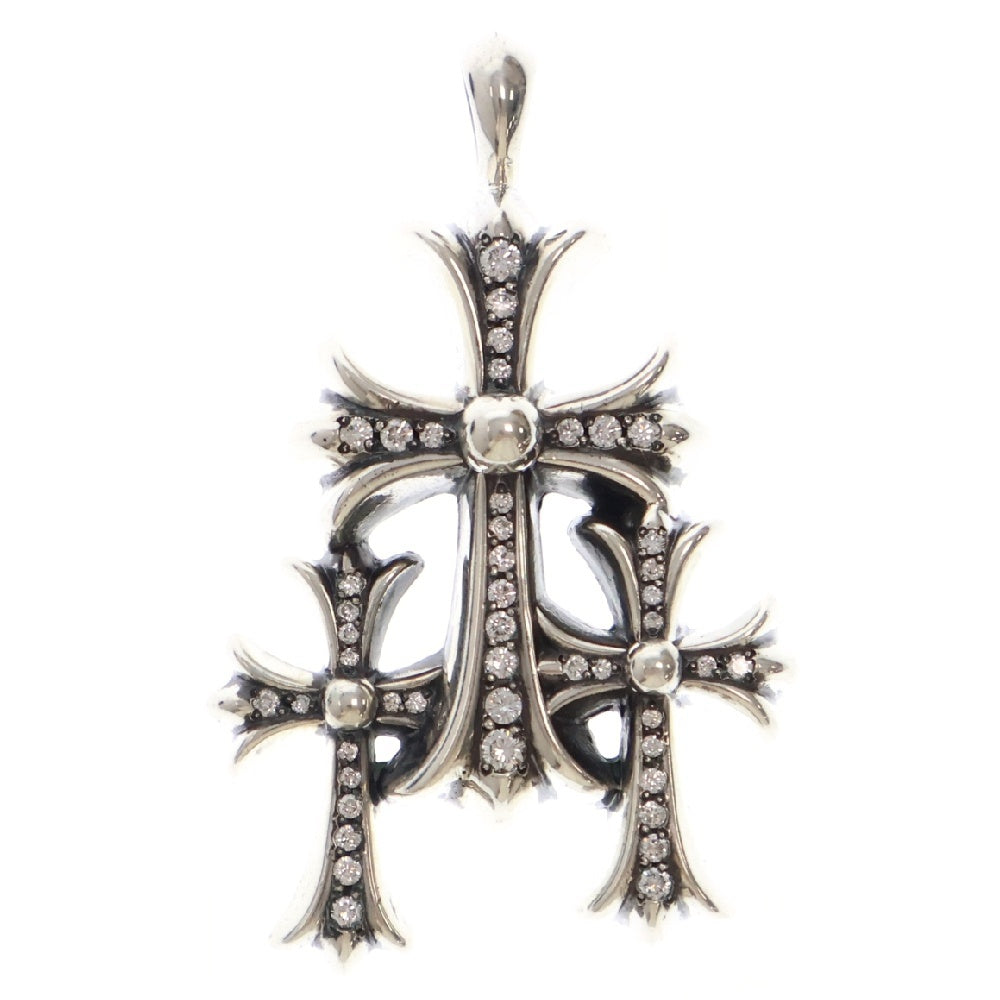 CHROME HEARTS(クロムハーツ) 3 CH CRS SML P DMND トリプルCHクロススモール PAVEダイヤシルバーネックレストップ