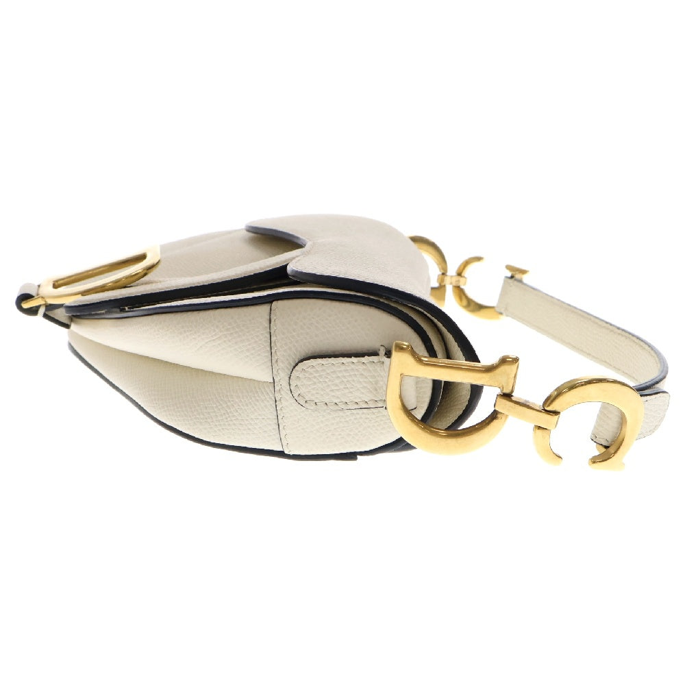 DIOR(ディオール) サドル レザーハンドバッグ ゴールド金具 ホワイト/ゴールド