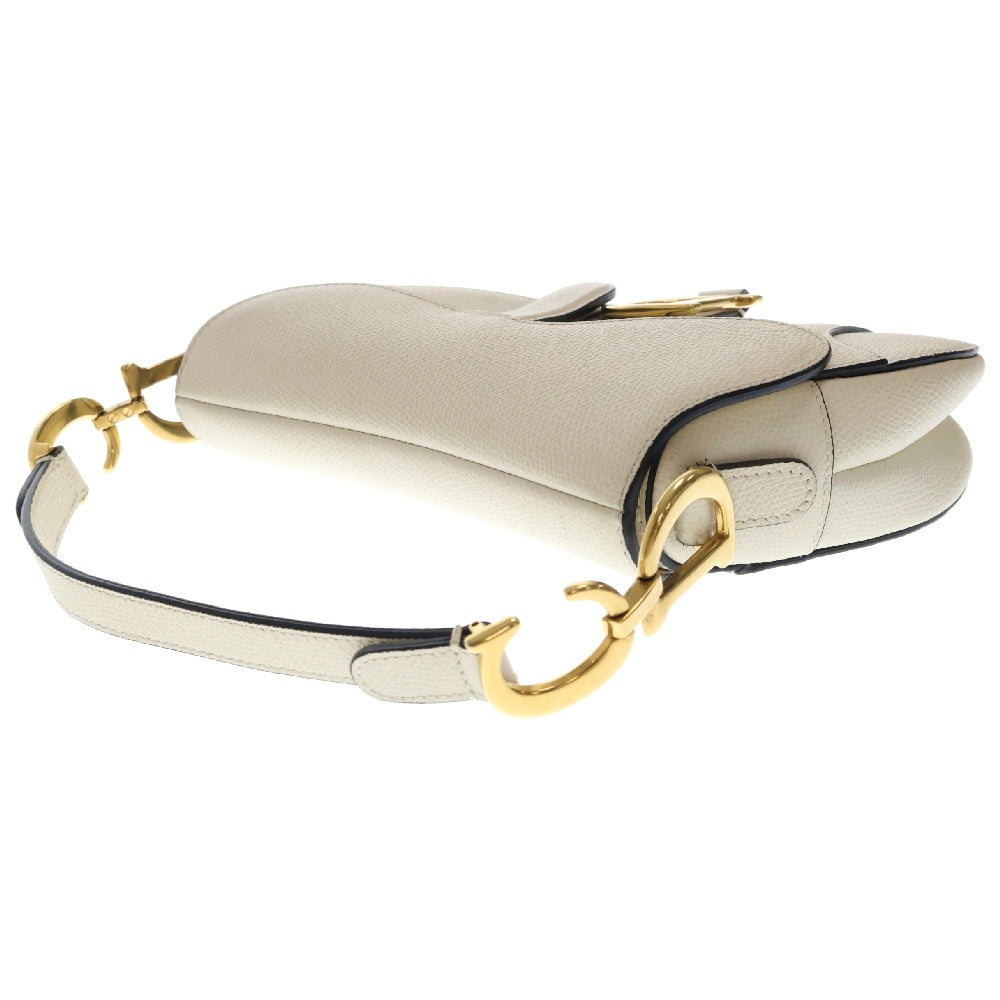 DIOR(ディオール) サドル レザーハンドバッグ ゴールド金具 ホワイト/ゴールド