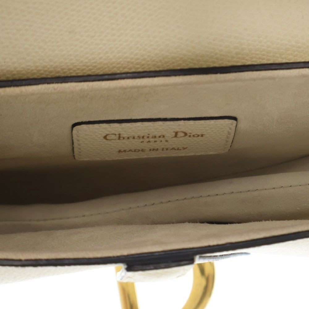 DIOR(ディオール) サドル レザーハンドバッグ ゴールド金具 ホワイト/ゴールド