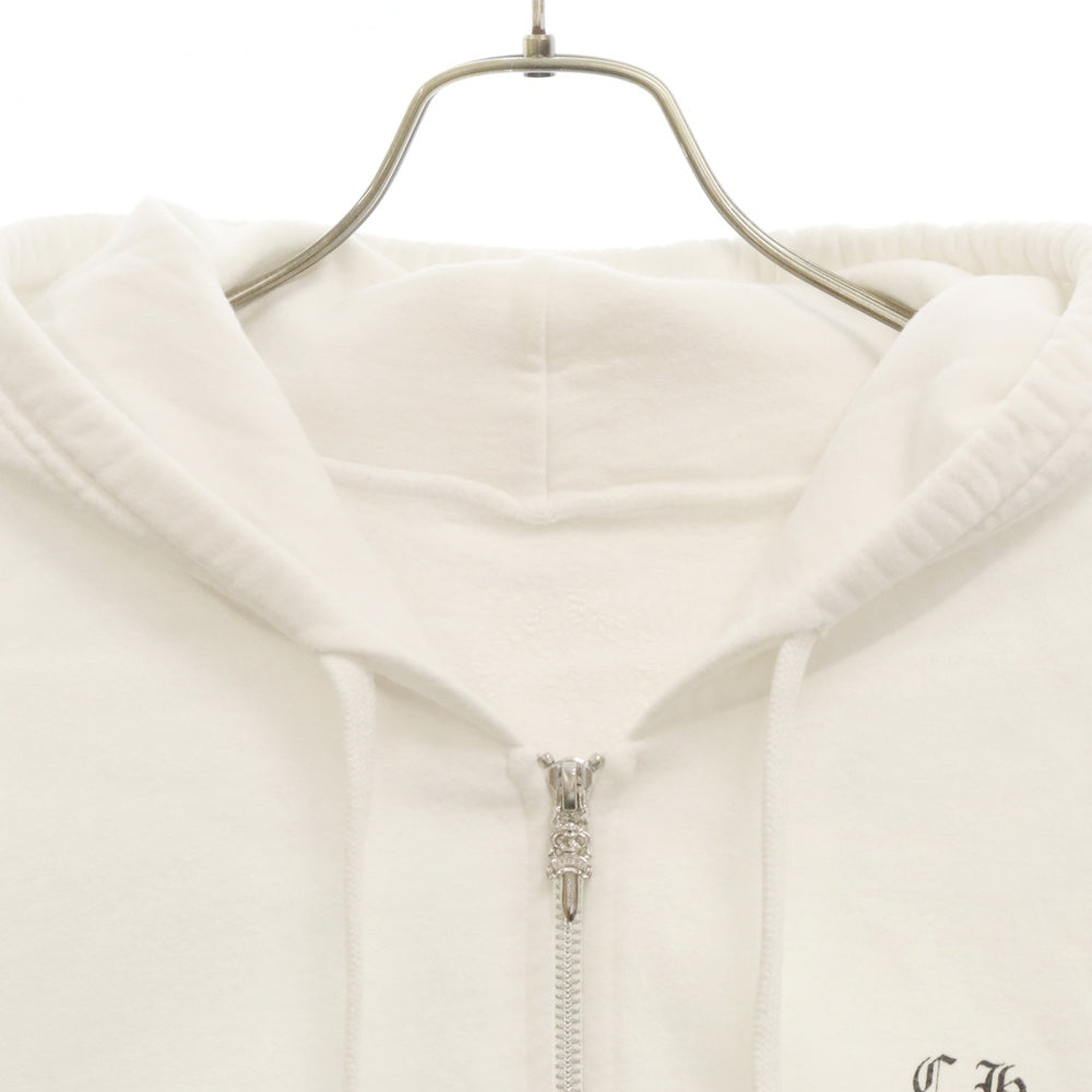 CHROME HEARTS(クロムハーツ) SWTSHRT HD ZIP 袖ロゴバックプリントジップアップパーカー ホワイト