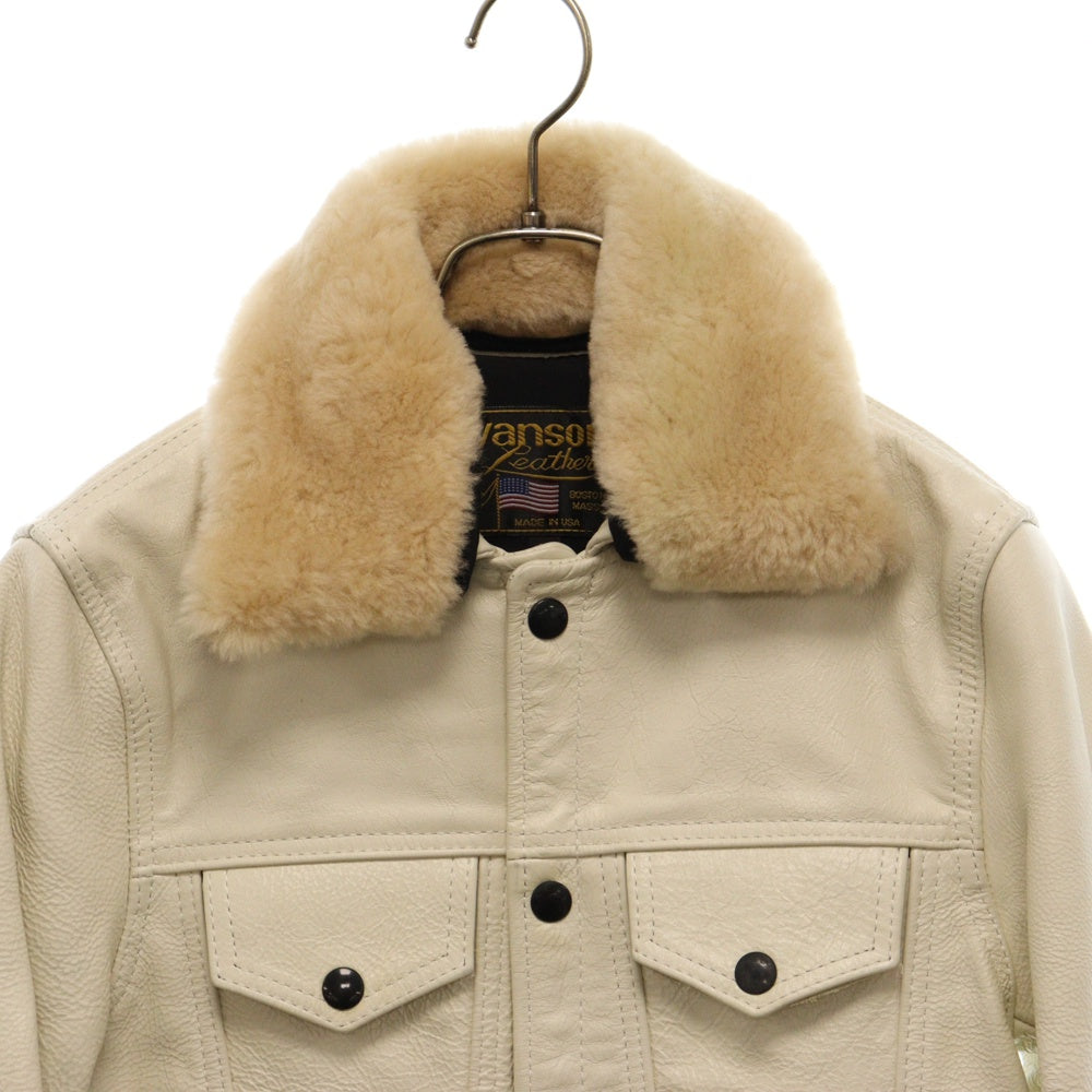 VANSON(バンソン) DJCB ボア 3rd型レザートラッカージャケット 20133T1 ホワイト
