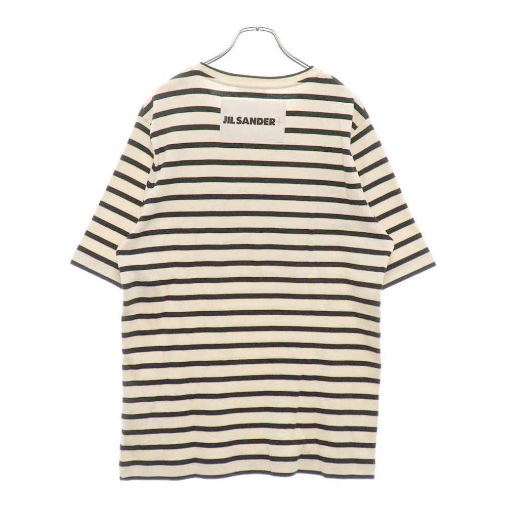 JIL SANDER +(ジルサンダープラス) Cotton S/S T-shirt バックロゴ パッチ コットンTシャツ J47GC0109 J46497 ブラック/ベージュ