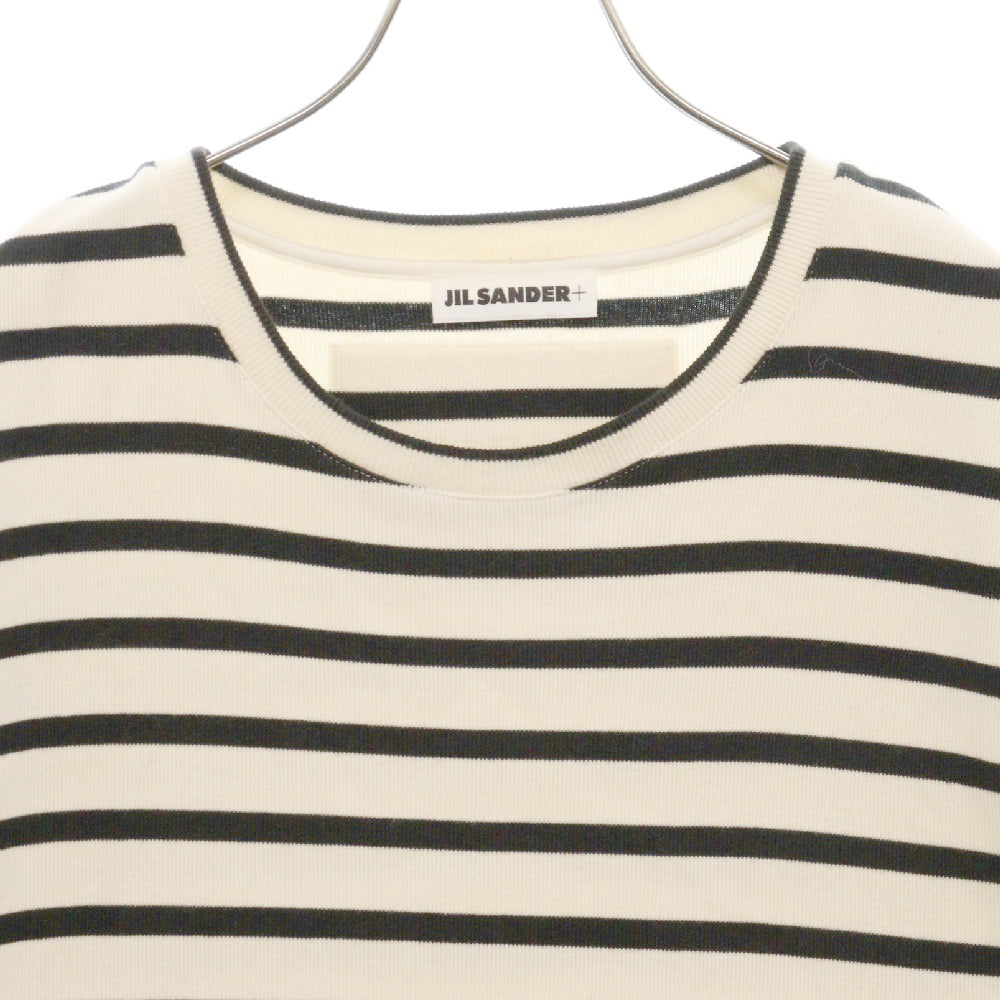 JIL SANDER +(ジルサンダープラス) Cotton S/S T-shirt バックロゴ パッチ コットンTシャツ J47GC0109 J46497 ブラック/ベージュ