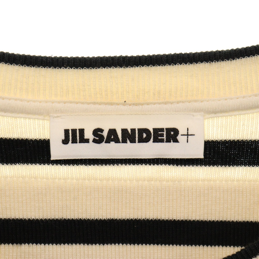 JIL SANDER +(ジルサンダープラス) Cotton S/S T-shirt バックロゴ パッチ コットンTシャツ J47GC0109 J46497 ブラック/ベージュ