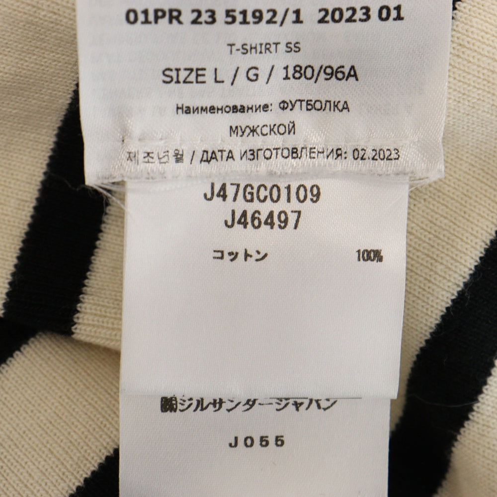 JIL SANDER +(ジルサンダープラス) Cotton S/S T-shirt バックロゴ パッチ コットンTシャツ J47GC0109 J46497 ブラック/ベージュ
