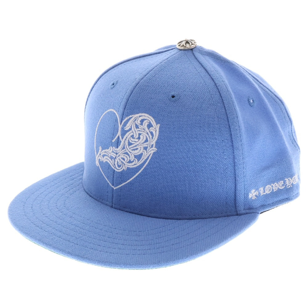 CHROME HEARTS(クロムハーツ) FITTED WOOL ACRYLIC SERGE ハートロゴ刺繍ベースボールキャップ ブルー