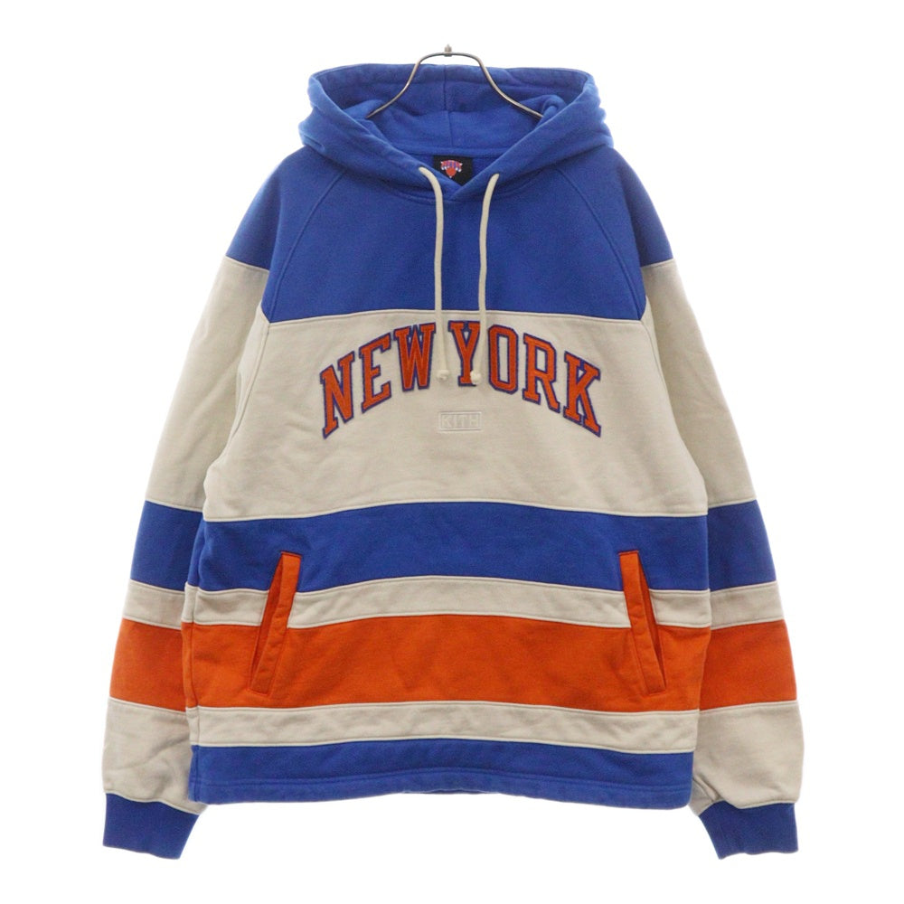 KITH(キス) ×New York Knicks Delk Hockey Hoodie ニューヨークキックス フロントロゴ刺繍 フーディープルオーバーパーカー KHM030680 マルチ