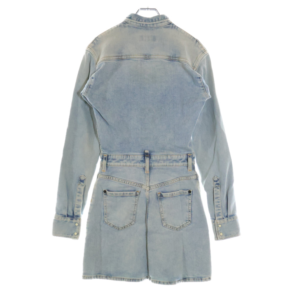 DSQUARED2(ディースクエアード) レースリボン 長袖デニムシャツワンピース インディゴブルー S72CV0234 S30663