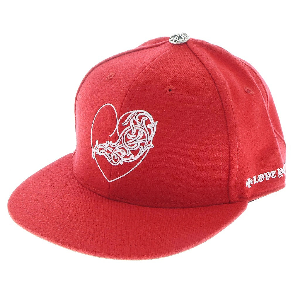 CHROME HEARTS(クロムハーツ) CH HAT ハートロゴ刺繍ベースボールキャップ帽子 レッド