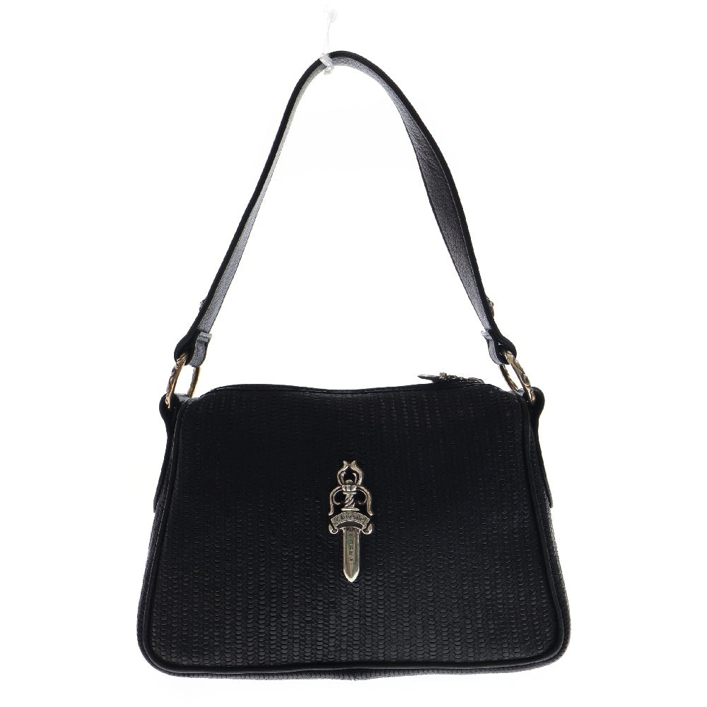 CHROME HEARTS(クロムハーツ) CHICKEN NUGGET SML チキンナゲット ラージダガーノベルティレザーショルダーバッグ ブラック/シルバー