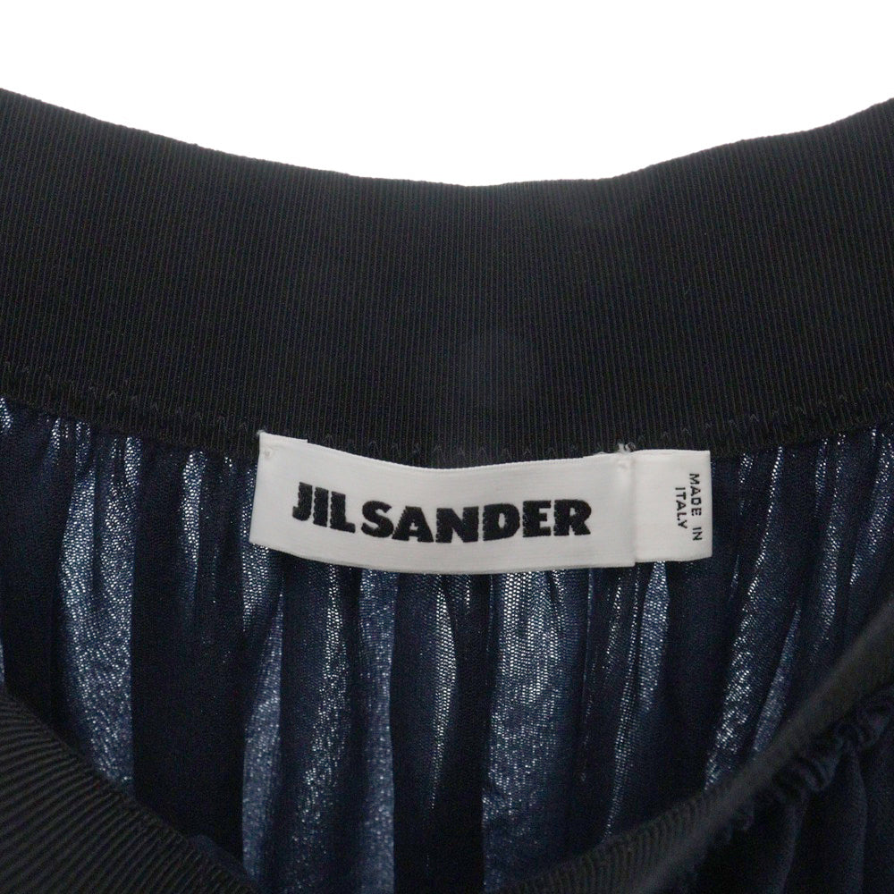 JIL SANDER(ジルサンダー) ナイロンメッシュ プリーツロングスカート JSCO725012 ネイビー レディース