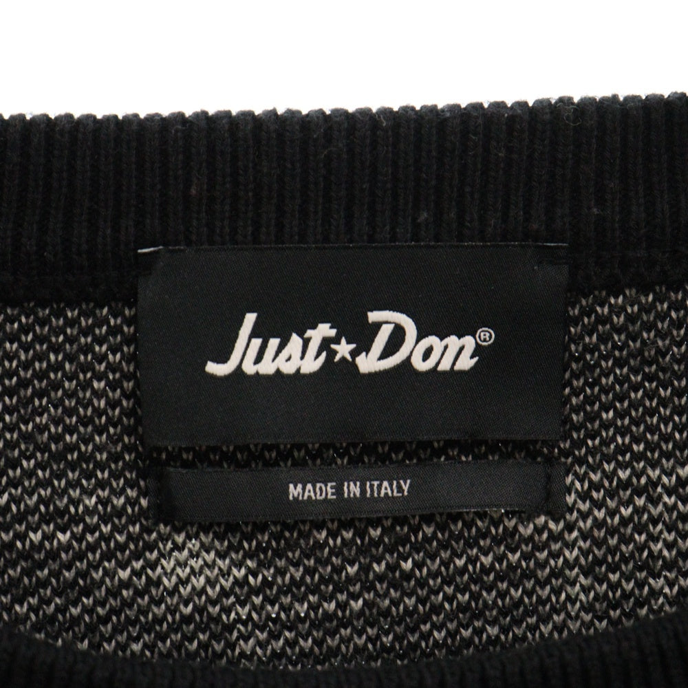 JUSTDON(ジャストドン) Musical Cashmere Knit 音符総柄 クルーネック カシミヤ長袖ニット ブラック 31JUSM601B セーター