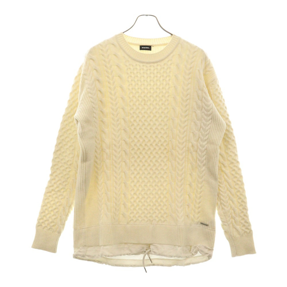 DIESEL(ディーゼル) fisherman knit sweater フィッシャーマン ロゴメタル付き ケーブル ニットセーター ホワイト