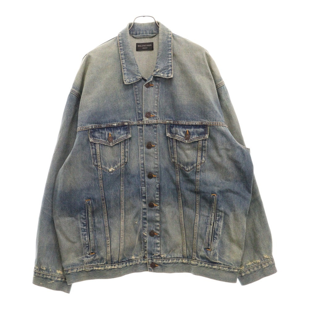 BALENCIAGA(バレンシアガ) 23SS ダメージ加工コーティングオーバーサイズデニムジャケット インディゴ 721709