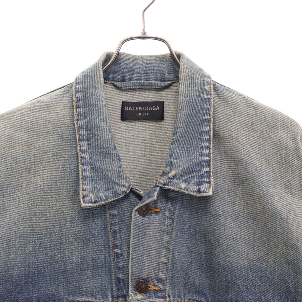 BALENCIAGA(バレンシアガ) 23SS ダメージ加工コーティングオーバーサイズデニムジャケット インディゴ 721709