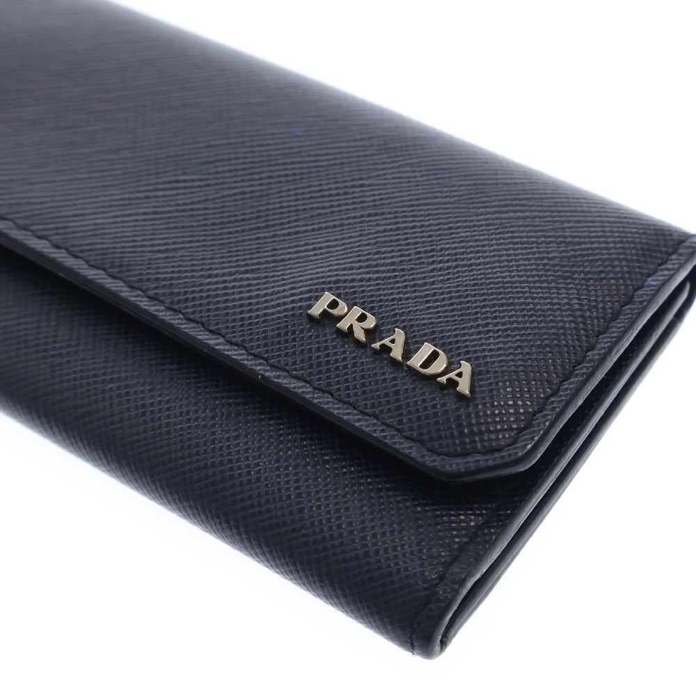 PRADA(プラダ) ロゴプレート 5連レザーキーケース ネイビー