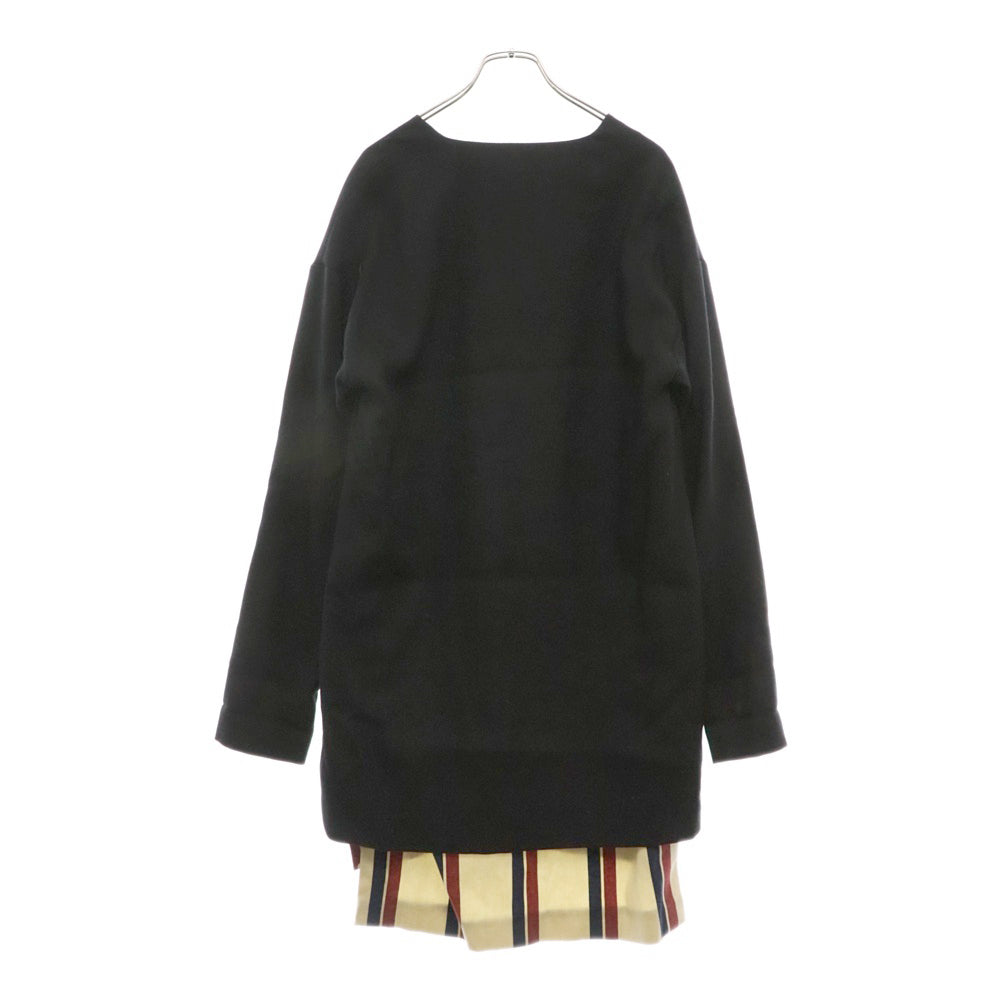 DRIES VAN NOTEN(ドリスヴァンノッテン) Vネックノーカラー レイヤード長袖ワンピース ブラック レディース